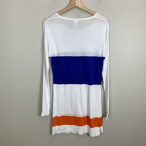 Tommy Bahama Color Black Stripe Sweater Dress White Blue Orange Tunic XS - Picture 2 of 6